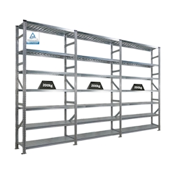 PROREGAL Fachbodenregal PROXIMO Stecksystem | Komplettregal | HxBxT 250x360x50cm | 7 Ebenen | Beidseitig nutzbar | Verzinkt Image