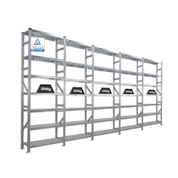 PROREGAL Fachbodenregal PROXIMO Stecksystem | Komplettregal | HxBxT 250x450x32cm | 7 Ebenen | Beidseitig nutzbar | Verzinkt Image