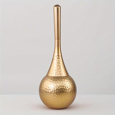 TEMU 1pc Golden/silvery Cleaning Brush With Base, Advanced Toilet Brush For Bathroom And Toilet, Reusable, Plastic Handle, Floor Mount Installation, With Toilet Brus Image