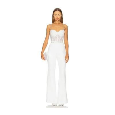 Beaded Embellished Jumpsuit - White - Nadine Merabi Jumpsuits