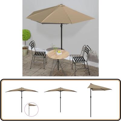 Vidaxl - Balkon-Sonnenschirm mit Alu-Mast Taupe 300x155 cm Halbrund - Balkonschirm - Sonnenschutz Image
