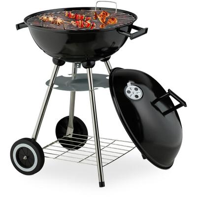 Relaxdays - Kugelgrill, ø 44 cm, Grillrost, Grillkugel mit Ascheschale, Holzkohlegrill mit Rädern, Image