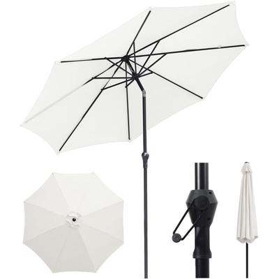 Sekey - Sonnenschirm 300 cm Alu Gartenschirm Rund, Marktschirm Knickbar, mit Kurbel, Creme Image