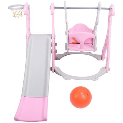 Zoternen - Kinder-Kletterschaukel-Set mit Basketballkorb, Kinder-Rutschen-Set für drinnen und Image