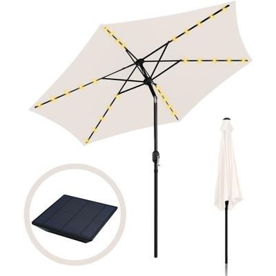 Sonnenschirm Ampelschirm 270 cm mit led Solar, um 30° knickbar, UV-Schutz, Kurbel - Beige Image