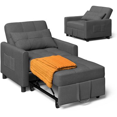 Klappbares Convertible Sofa Relaxsessel mit Einzelbett-Funktion, verstellbaren Sitzkissen, Stauraum Image