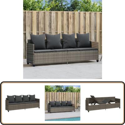Vidaxl - Sonnenliege mit Kissen Grau Poly Rattan - Sonnenliege - Gartenmöbel - Outdoor Möbel Image