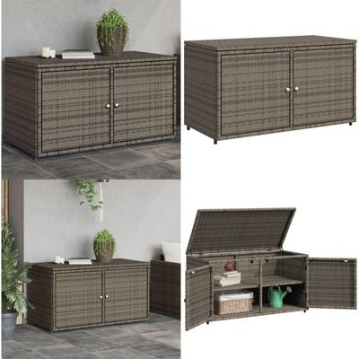 Vidaxl - Gartenschrank Grau 110x55x60,5 cm Poly Rattan - Outdoor-Schrank - Gartenschrank - Stauraum Image