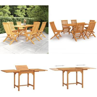 Vidaxl - 7-tlg. Garten-Essgruppe Massivholz Teak - Holz Gartenmöbel - Gartentisch - Gartenstuhl Image
