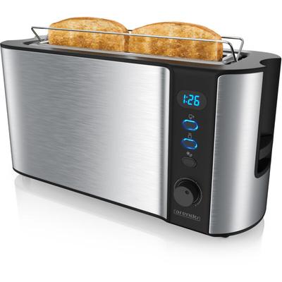 Arendo - Toaster Langschlitz für 2 Scheiben, 1000 w, Brötchenaufsatz, Wärmeisoliert, Display, Image