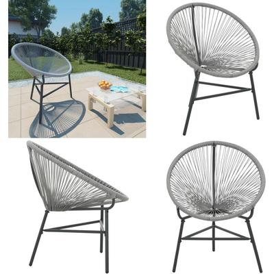 Garten-Mondstuhl Poly-Rattan Grau - Gartenstuhl - Outdoor Möbel - Rattan Gartenstuhl - Balkonstuhl Image