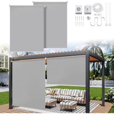 SWANEW 2X Senkrechtmarkise Vertikalmarkise Seitenrollo Sichtschutz für Terrasse Balkon Sonnenschutz Image