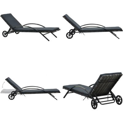 Vidaxl - Sonnenliege mit Auflage & Rädern Poly Rattan Anthrazit - Sonnenliege - Gartenliege Image
