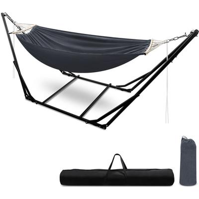 Hängematte mit Gestell Hängematten Dunkelgrau Outdoor Stabhängematte Hängesessel bis 150kg - Hengda Image