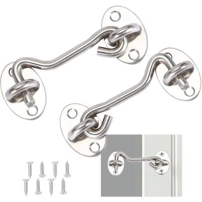 Memkey - 2 Stück Kabinenhaken, Türverriegelungshaken, silberfarbenes Edelstahl-Türhakenschloss, mit Image