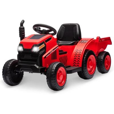 Elektrischer Kindertraktor mit abnehmbarem Anhänger, 6-V-Elektroauto mit Hupe, USB, LED-Lichtern Image