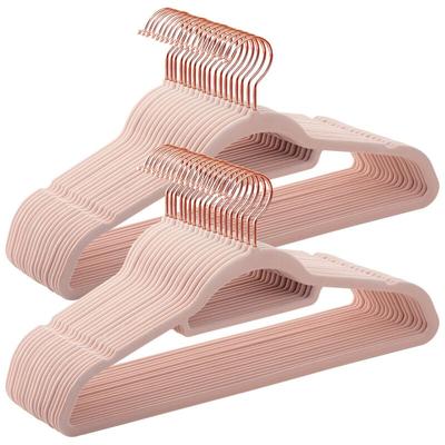 Set von 50 rutschfesten Samt-Kleiderbügeln in Rosa mit drehbaren Haken Image