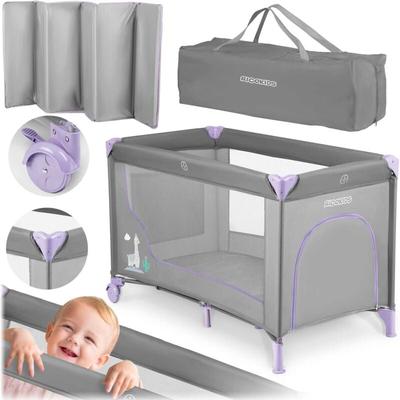 Reisebett 125 x 65 x 78 cm RK-240 Grau und Lavendel Image