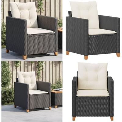 Vidaxl - Gartensessel mit Kissen Schwarz Poly Rattan - Gartensessel - Gartenstuhl - Outdoor Möbel Image