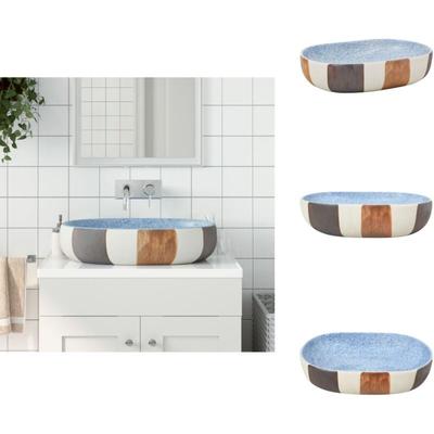 Vidaxl - Aufsatzwaschbecken Mehrfarbig Oval 59x40x14 cm Keramik - Badezimmersanierung Image