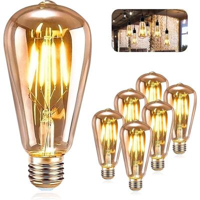 LED-Glühbirne E27 ST64 4 w 2200 k Warmweiß, Retro-Edison-Glühbirne, Vintage-Antike-Lampe, 6er-Pack Image