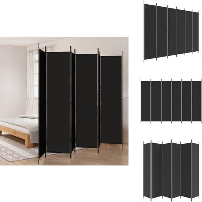 Vidaxl - 6-tlg. Paravent Schwarz 300x220 cm Stoff - Paravent - Raumteiler - Zimmerabtrennung Image