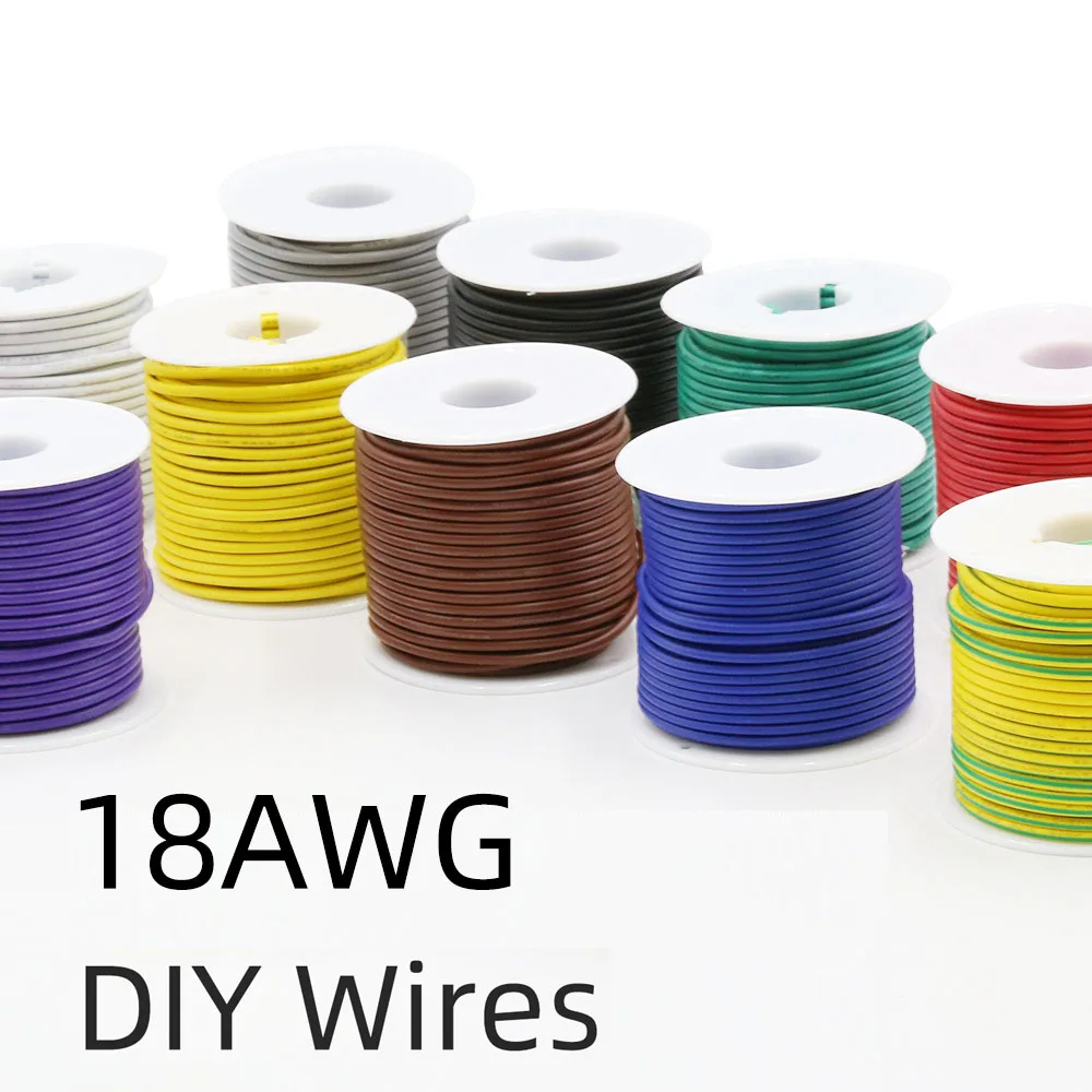 18 AWG gesträhter elektrischer Draht, mehrfarbig, 18 Gauge, verzinnte Kupferdrähte, flexibles Silikon-Elektro-Anschlussdraht-Set, 20 m/Spule Image