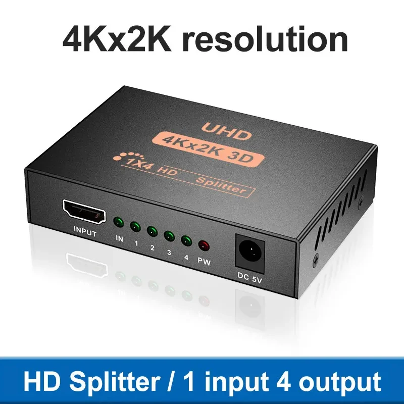 1 in 4 out HDTV Splitter UHD 4K x 2K 3D HDMI-kompatibel Splitter 1X4 Video Splitter HDTV Kabel Adapter Für HDTV DVD PS3/4 Xbox Image