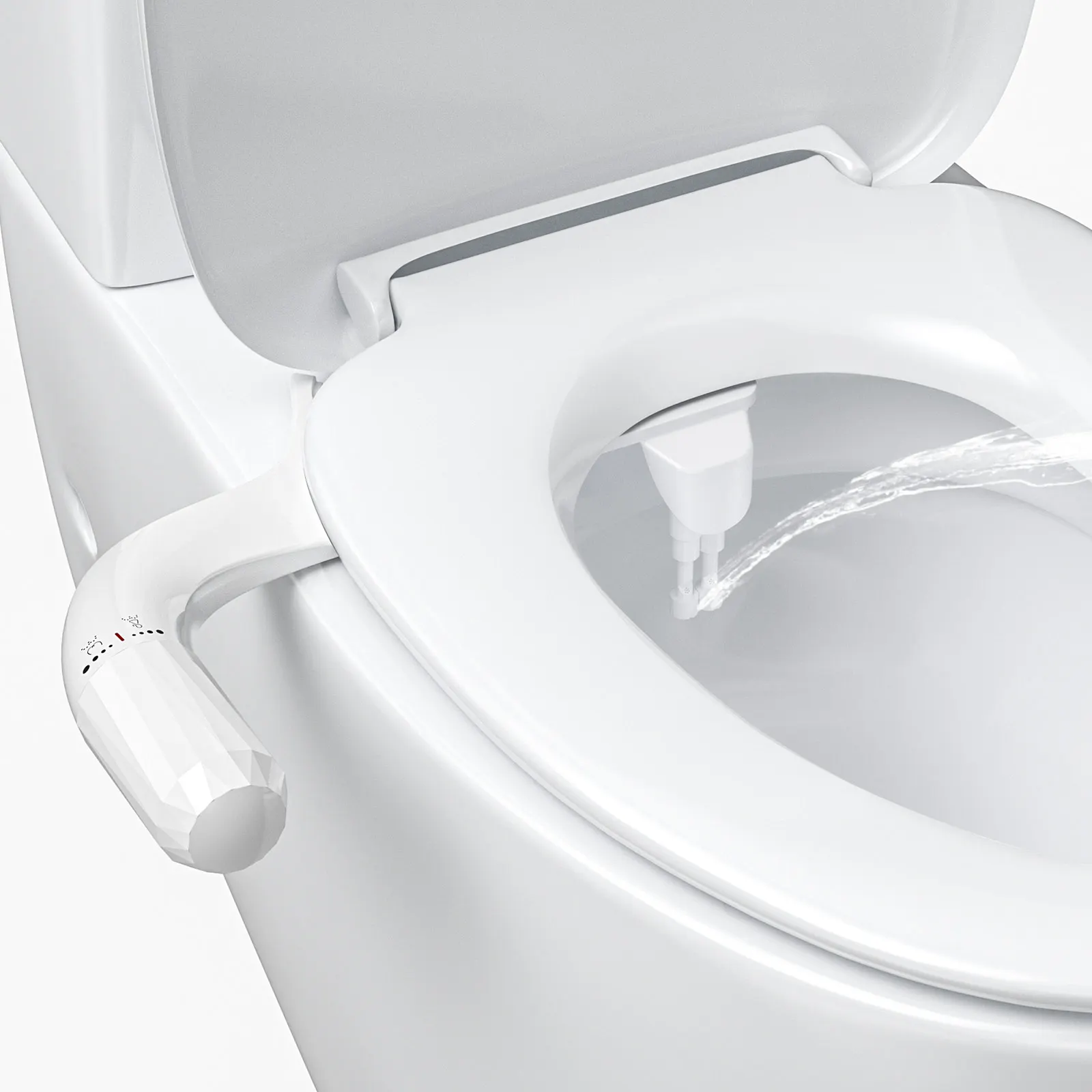 Bidet-Aufsatz, Bidet-Einsatz für Toilette, ultradünn, minimalistisch, nicht elektrisch, 2 Düsen, Bidet-Aufsatz, einstellbarer Wasserdruck