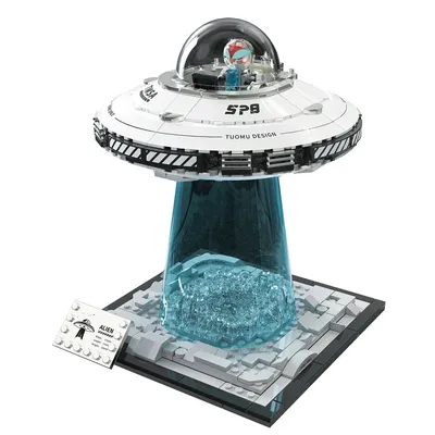 AUF LAGER MOC Kreativität Raum UFO Raumschiff Bausteine Ziegel Modell Montage Spielzeug für Kinder Image
