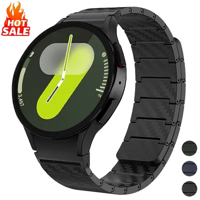 Magnetic Carbon Fiber Strap For Samsung Watch 7 6 5 4 5Pro 45 40 44mm No Gaps Bracelet Galaxy Watch Image
