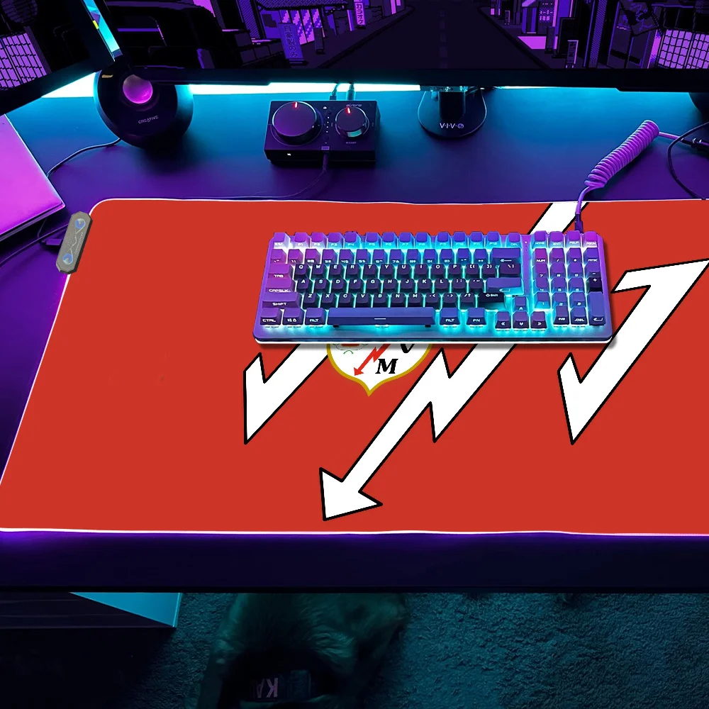 R-R-Rayo Gaming-Mauspad, LED-Tischpads, Hintergrundbeleuchtung, Gummi, Desktop, XXL, V-V-Vallecano, Fußball, RGB-Schreibtischmatten, Micro Spain USB Image