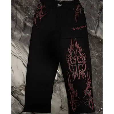 Breathedivinity Red Stripe Printing Cargo Pants Y2K Gothic Casual Sports Joggers Hip Hop Street