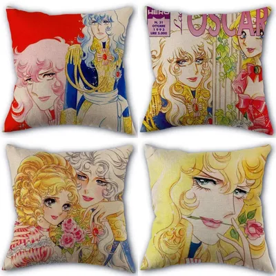 The Rose of Versailles Kissenbezug, Baumwoll-Leinen-Stoff, quadratischer Kissenbezug mit Image