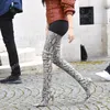 Mischfarbe, Schlangenmuster, Overknee-Stiefel, spitzer Stiletto-Absatz, elegante sexy Damenschuhe,