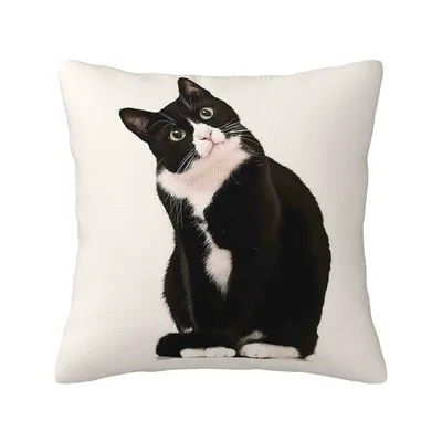 Niedlicher Katzen-Kissenbezug, doppelseitig bedruckter Leinen-Cartoon-Katzen-Kissenbezug, Image