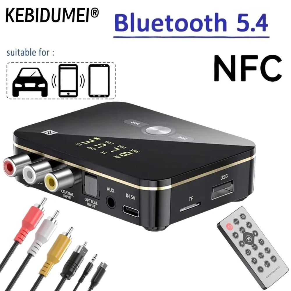 NFC Bluetooth 5,4 Audio Adapter 3,5mm AUX RCA Wireless Receiver Sender Optische/Koaxial Musik Adapter Für TV PC auto Lautsprecher Image