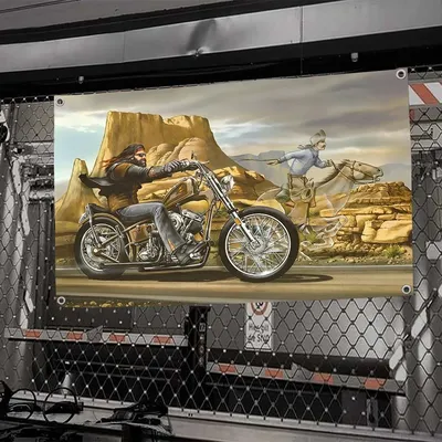 1pc easy rider davids vintage große rote motorrad fahne fahnen und banner vier loch flagge polyester Image
