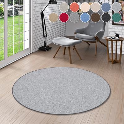 Teppich MY HOME "Fortis, Schlinge, Made in Netherlands", grau (silbergrau), H:5mm Ø:133cm, Kunstfaser, Teppiche, Uni Farben, gekettelt, strapazierfähig, Wohnzimmer Image