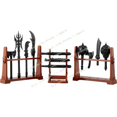 Mittelalterliche Accessoires Waffenständer Schwert Axt Messer Actionfiguren Bausteine Montage Szene Image