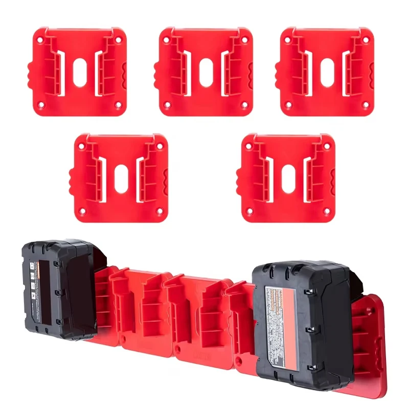 5/10 Stück Batteriehalter für Milwaukee 18 V Lithium-Batterie, Wandhalterung, Dock-Halter, passend für 48-11-2401 48-11-2402 48-11-2410 Batterie Image