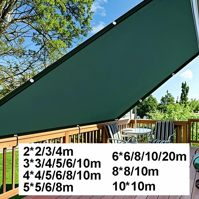 Großes Sonnenschutzsegel, Sonnenschutz, UV-beständig, 4 m x 4, 5 x 5, 6 x 6, 8 x 8, 10 x 10, für den Außenbereich, Hof, Garten, Balkon, Camping, schwarzgrünes Sonnenschutzsegel Image