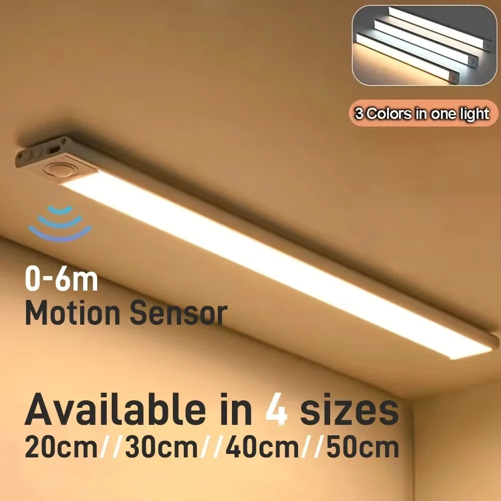Nachtlicht mit Bewegungsmelder, USB wiederaufladbar, kabellose Lampe unter dem Schrank, LED-Leuchten für Küchenschrank, Schlafzimmer, Kleiderschrankbeleuchtung