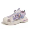 Prinzessin Mädchen LED Sandalen Sommer Kinder Sport Strand Rosa Lila Mädchen Weiche Glänzende Schuhe Größe 26-34