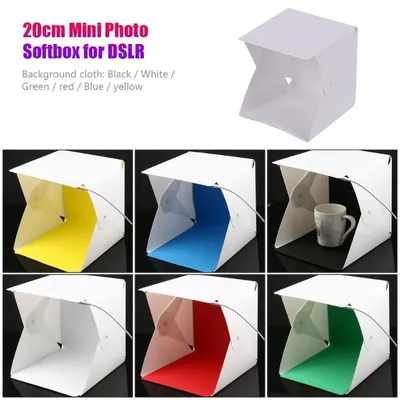 Folding Lightbox 20cm Portable Photography LED Photo Studio Tent LED Softbox Background Kit USB Mini