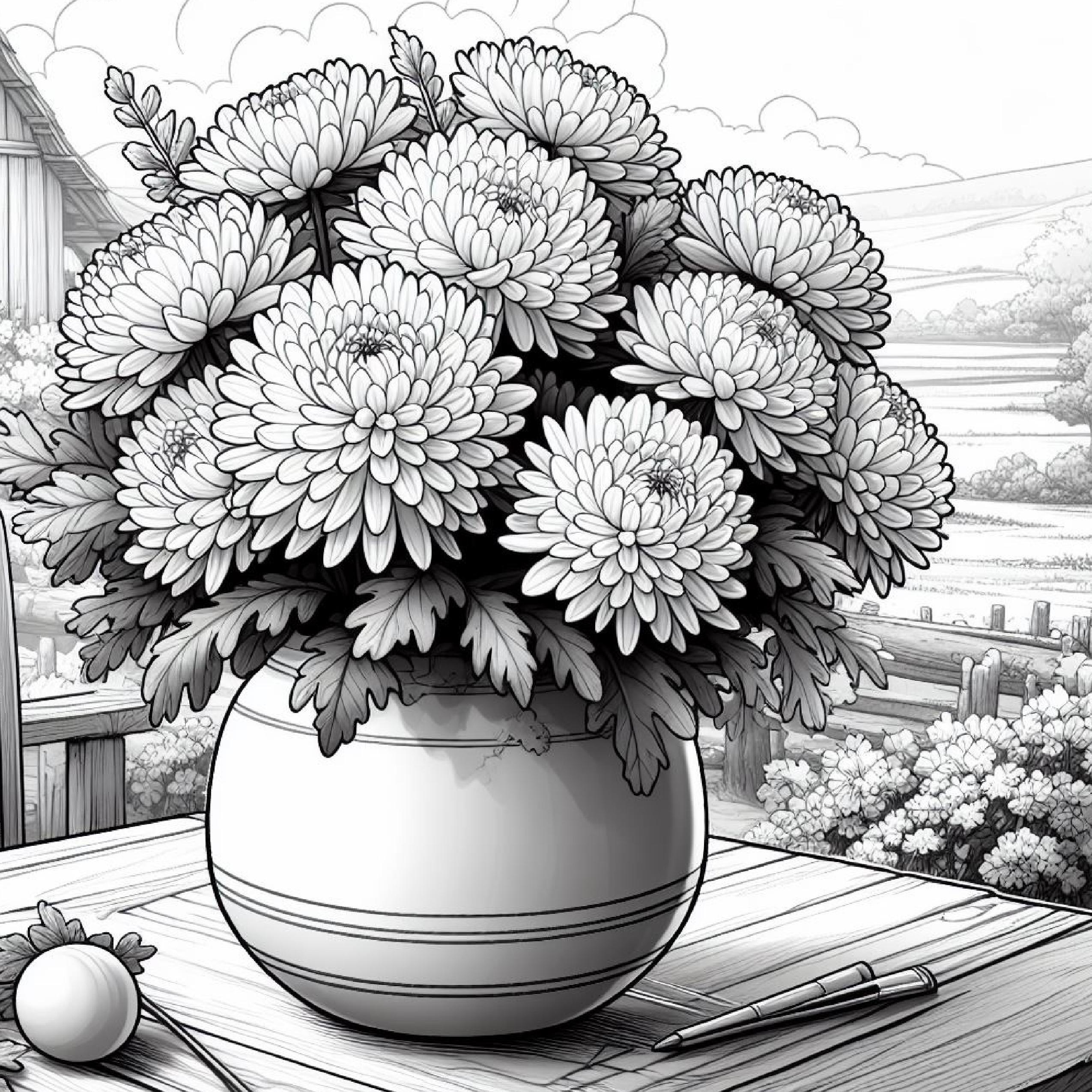 40 pagine da colorare di crisantemi, libro da colorare, libro da colorare per adulti, libro da colorare per bambini, pagine da colorare per bambini, a