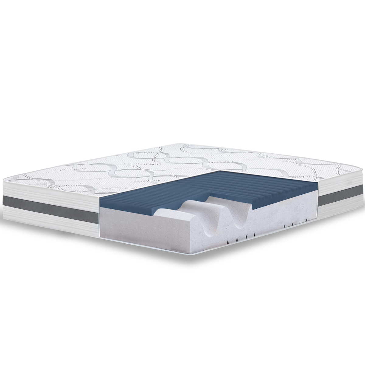 THE WHITE STONE Einzelne Matratze 85x205 Memory Foam Premium Quality, Antibakteriell, Anti-Milben, Anti-Allergie.| Höhe 22 cm | Made in Italy Image