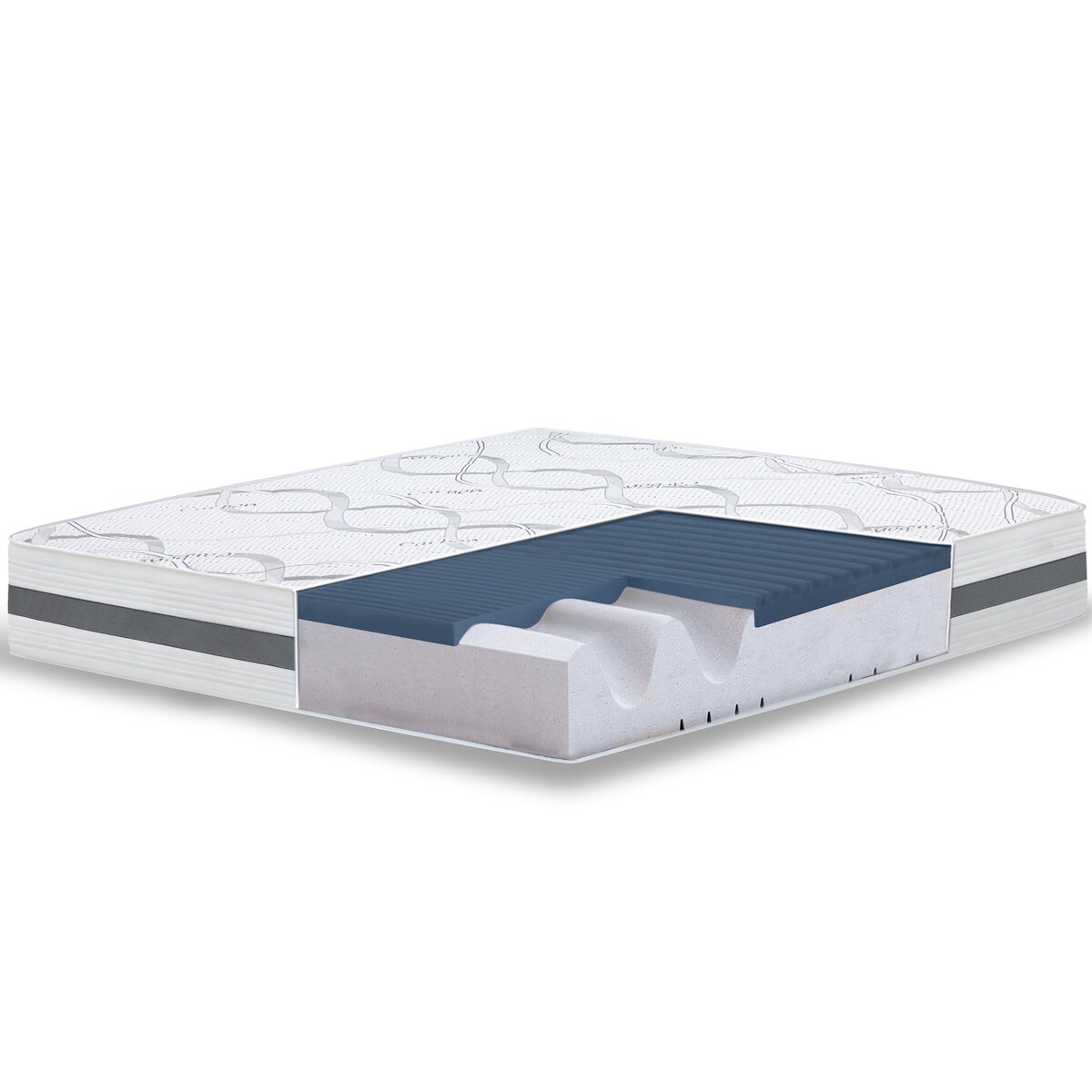 THE WHITE STONE Doppelmatratze 145x185 Memory Foam Premium Quality, Antibakteriell, Anti-Milben, Anti-Allergie.| Höhe 22 cm | Made in Italy Image