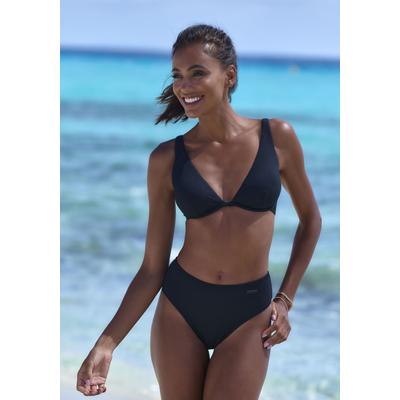 Bügel-Bikini ELBSAND, Damen, Gr. 40, Cup B, schwarz, Recycling-Polyamid, unifarben, strukturiert, Bikini-Sets, aus trendiger Rippware, Topseller Image