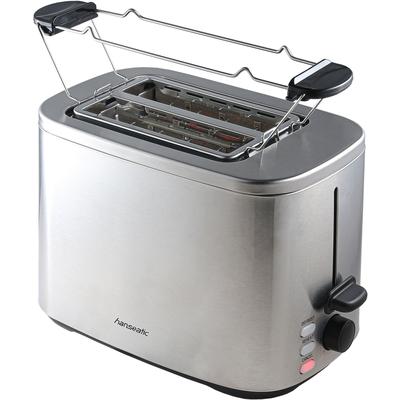 HANSEATIC Toaster "HT8007SD", silber, B:17cm H:19cm T:28cm, Toaster, mit Brötchenaufsatz